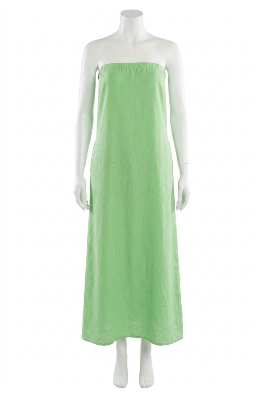 NEW STATESIDE linen column maxi dress in chartreuse